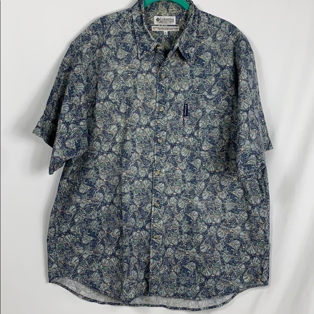 Columbia men’s Lg button up shirt swordfish